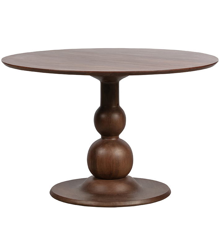 eettafel rond bolvormig bruin mango hout