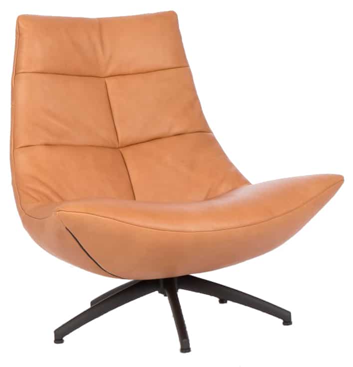 Fauteuil leer cognac met draaivoet