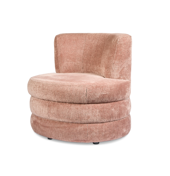 Fauteuil rond stof roze