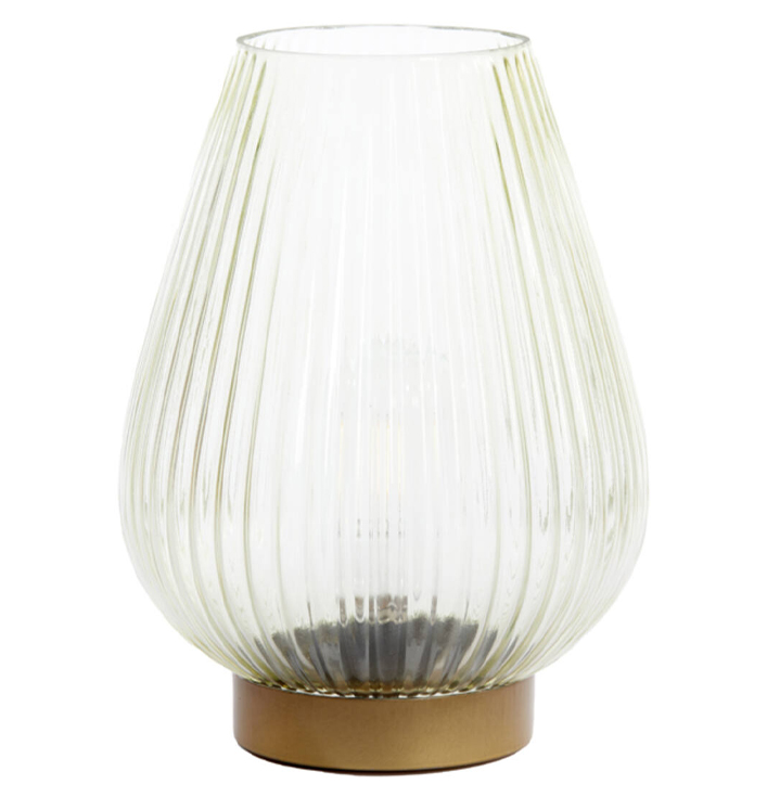 Tafellamp glas lichtgroen met goud