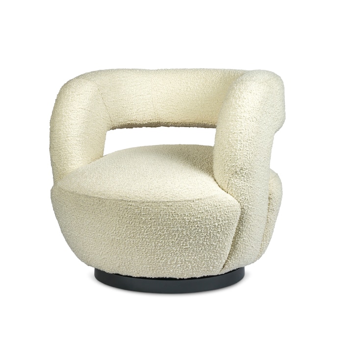 Fauteuil rond beige bouclé