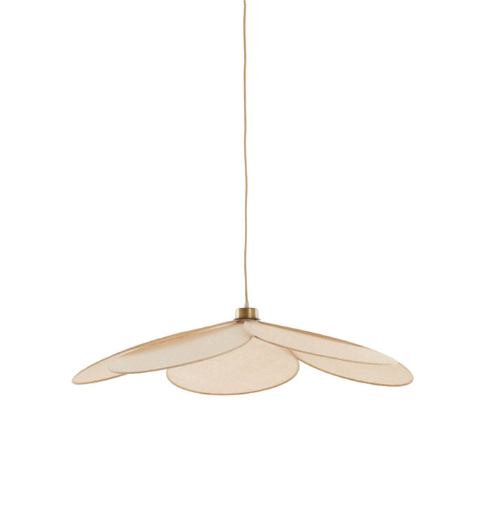 bloemvormig hanglamp rond van stof zand beige creme kleur