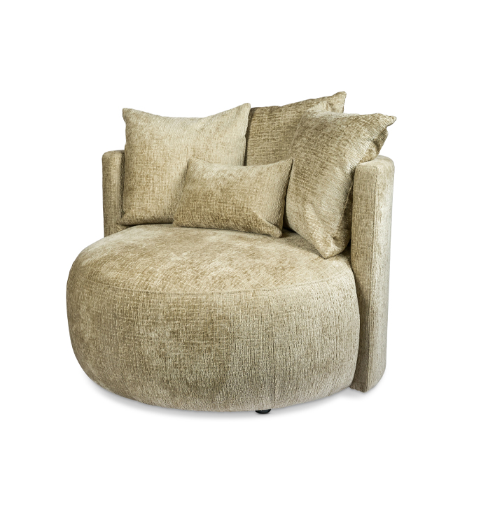 Stoffen fauteuil khaki rond